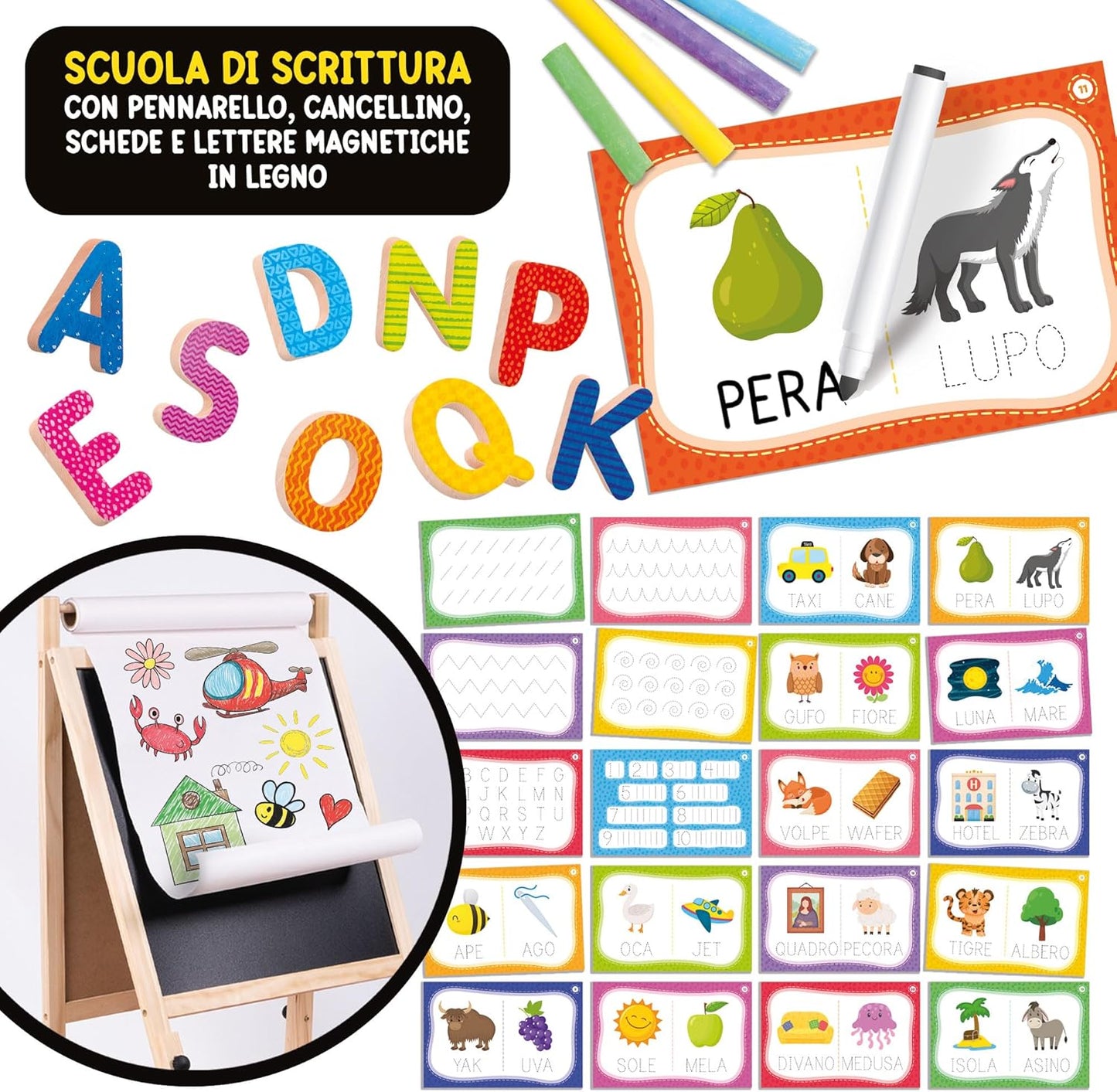 Lisciani - Montessori Wooden Lavagnona Grows With You