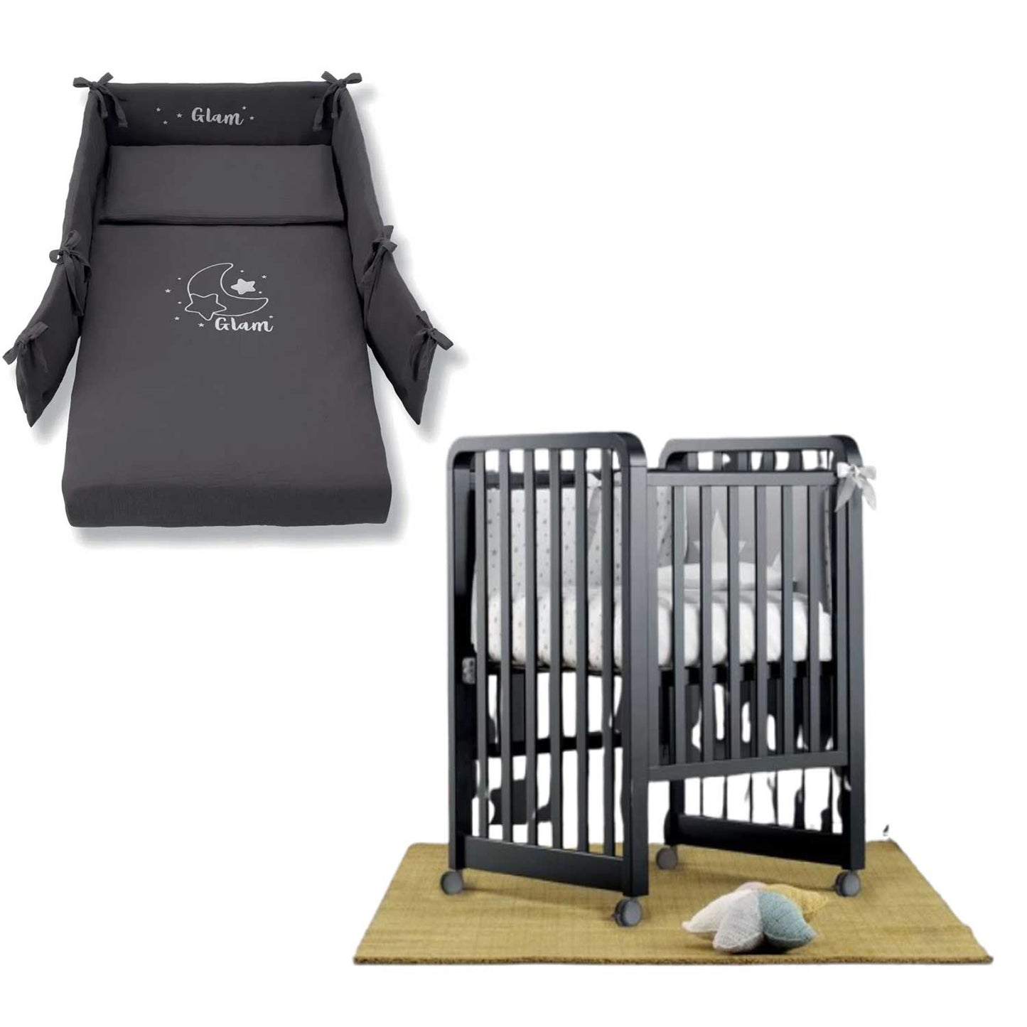 Azzurra Design - Lettino Glam 9 In 1 + Materasso + Completo Piumone Glammy