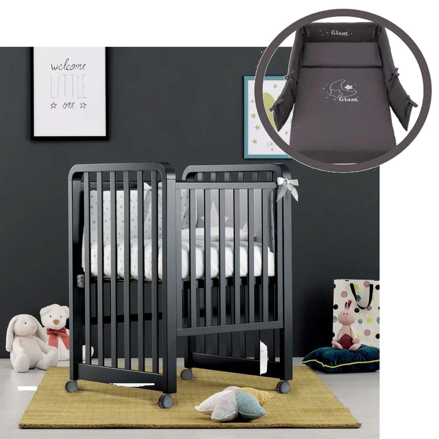 Azzurra Design - Lettino Glam 9 In 1 + Materasso + Completo Piumone Glam