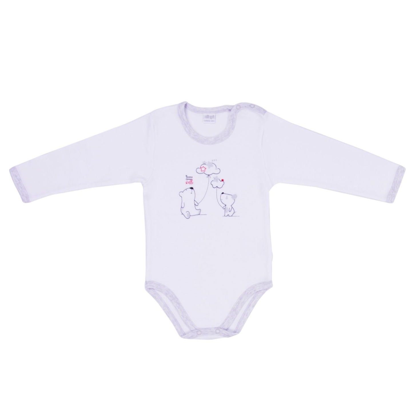 Ellepi - 2 Bodysuits with opening on the shoulder and long sleeves, 100% gray cotton