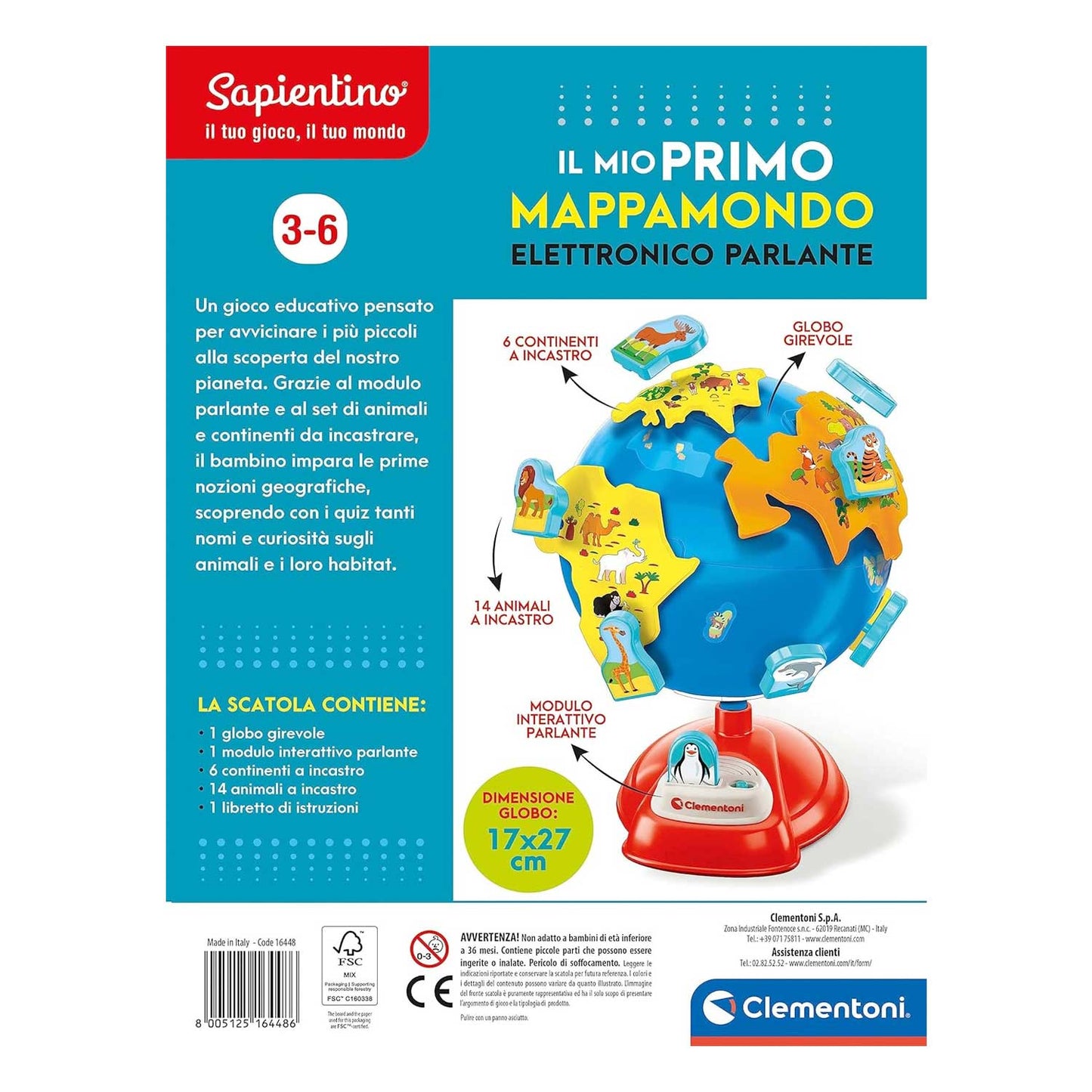 Clementoni - Sapientino: Il mio Primo Mappamondo 16448