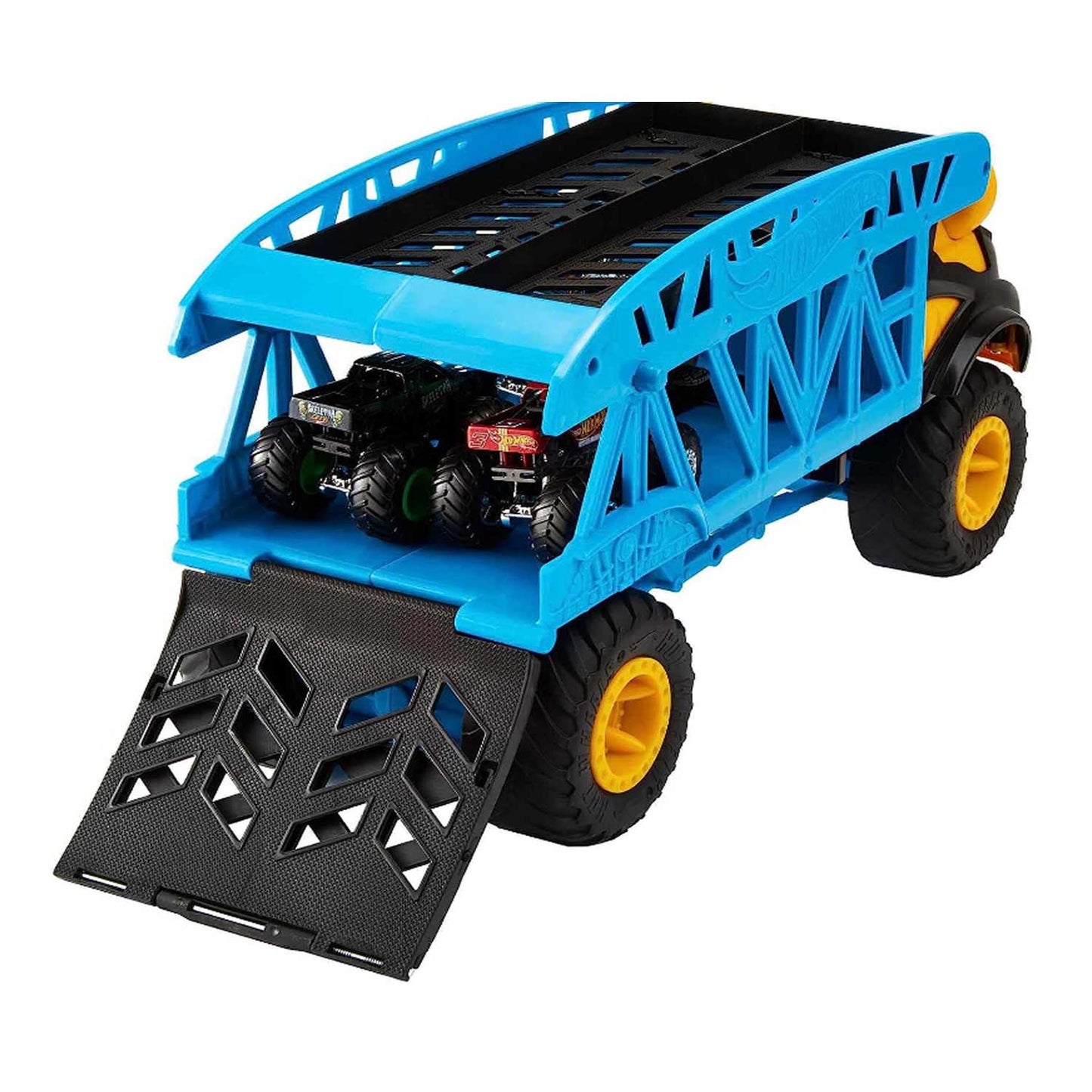 Mattel - Hot Wheels Monster Truck Trasportatore Con 3 Auto Largo 58 cm GGB64