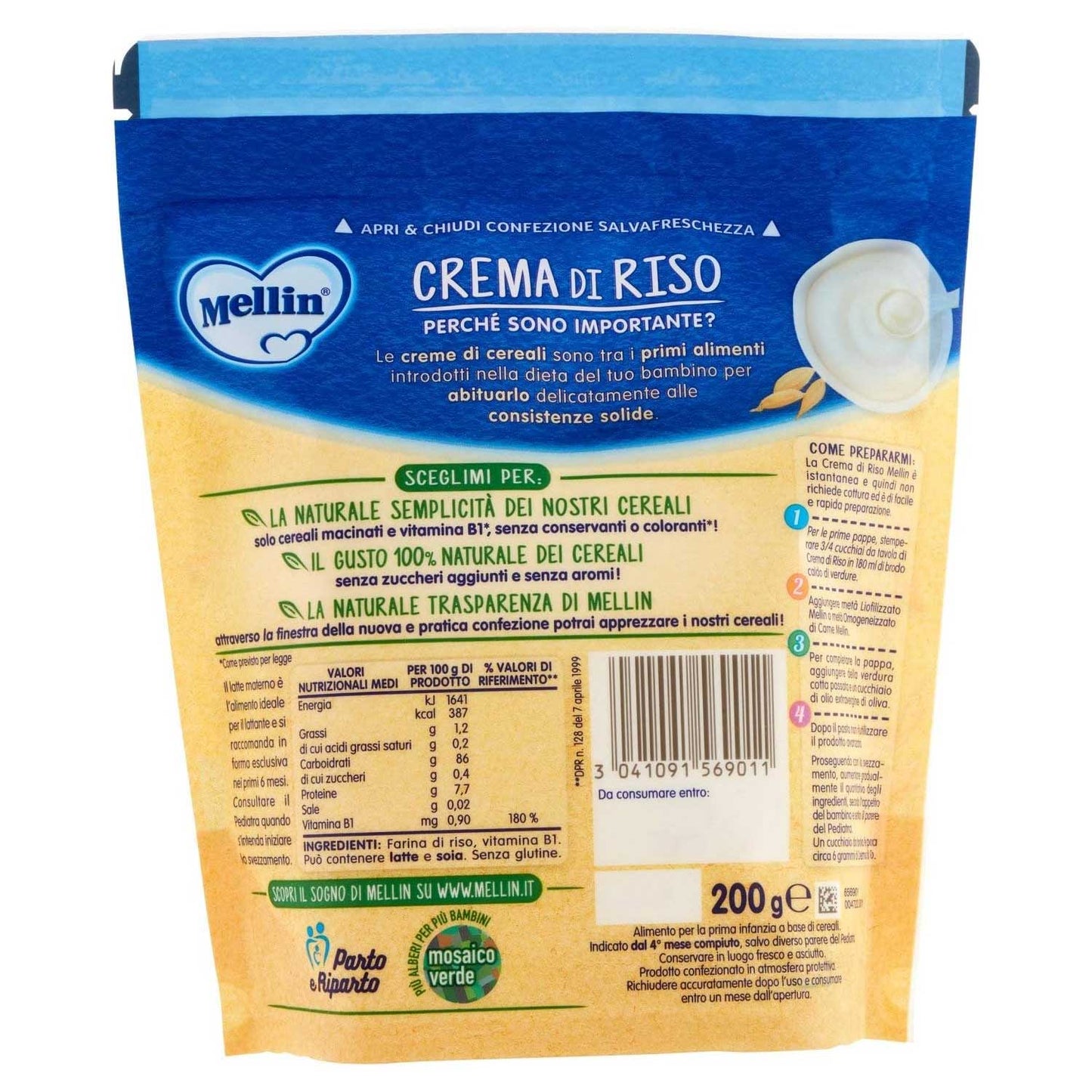 Mellin - Crema Riso: Confezione 200 gr