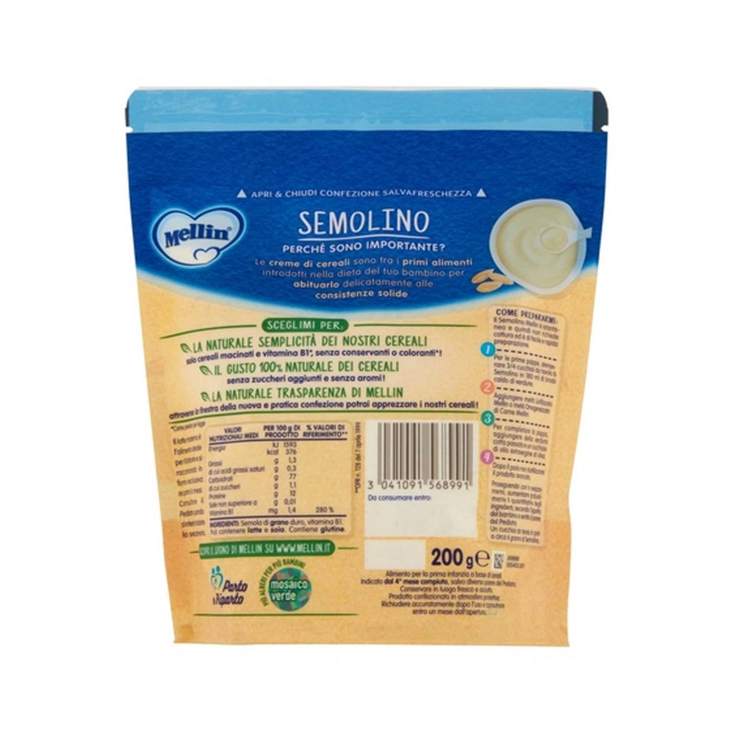 Mellin - Crema Semolino: Confezione 200 gr