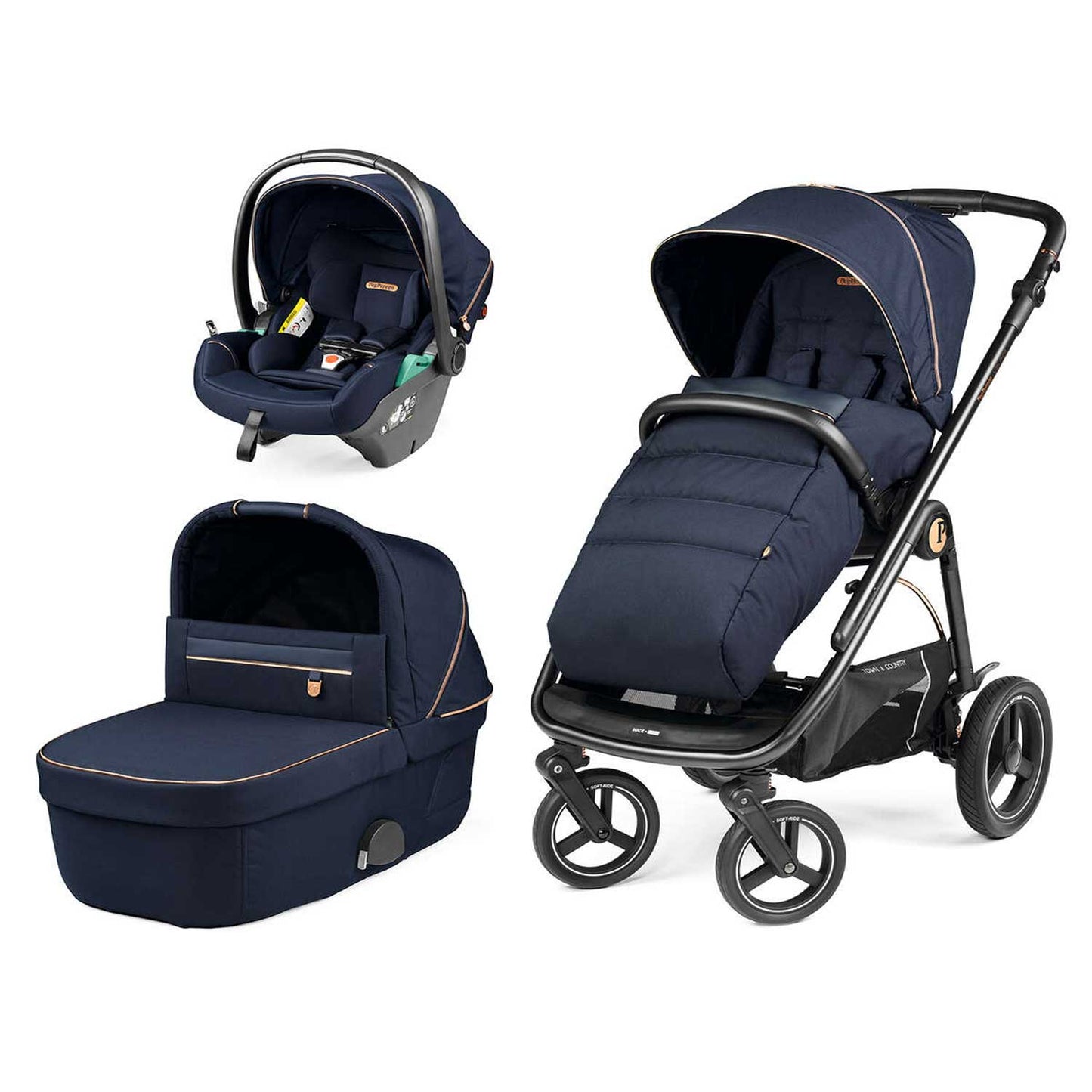 Peg Perego - Trio Veloce TC Lounge Modular Special Edition Blue Shine Con Culla Gran Pagoda