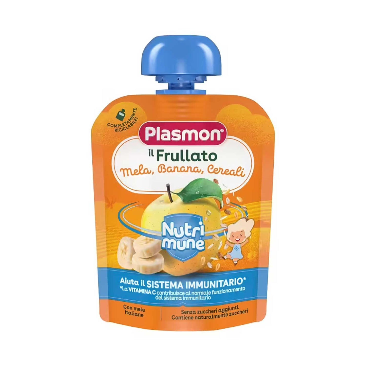 Plasmon - Frullati Nutrimune Cereali Mela Banana: Confezione 85 gr