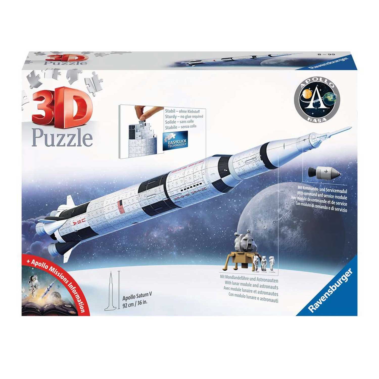Ravensburger - Puzzle 3D Maxi Apollo Saturn V Rocket 440pz – Iperbimbo