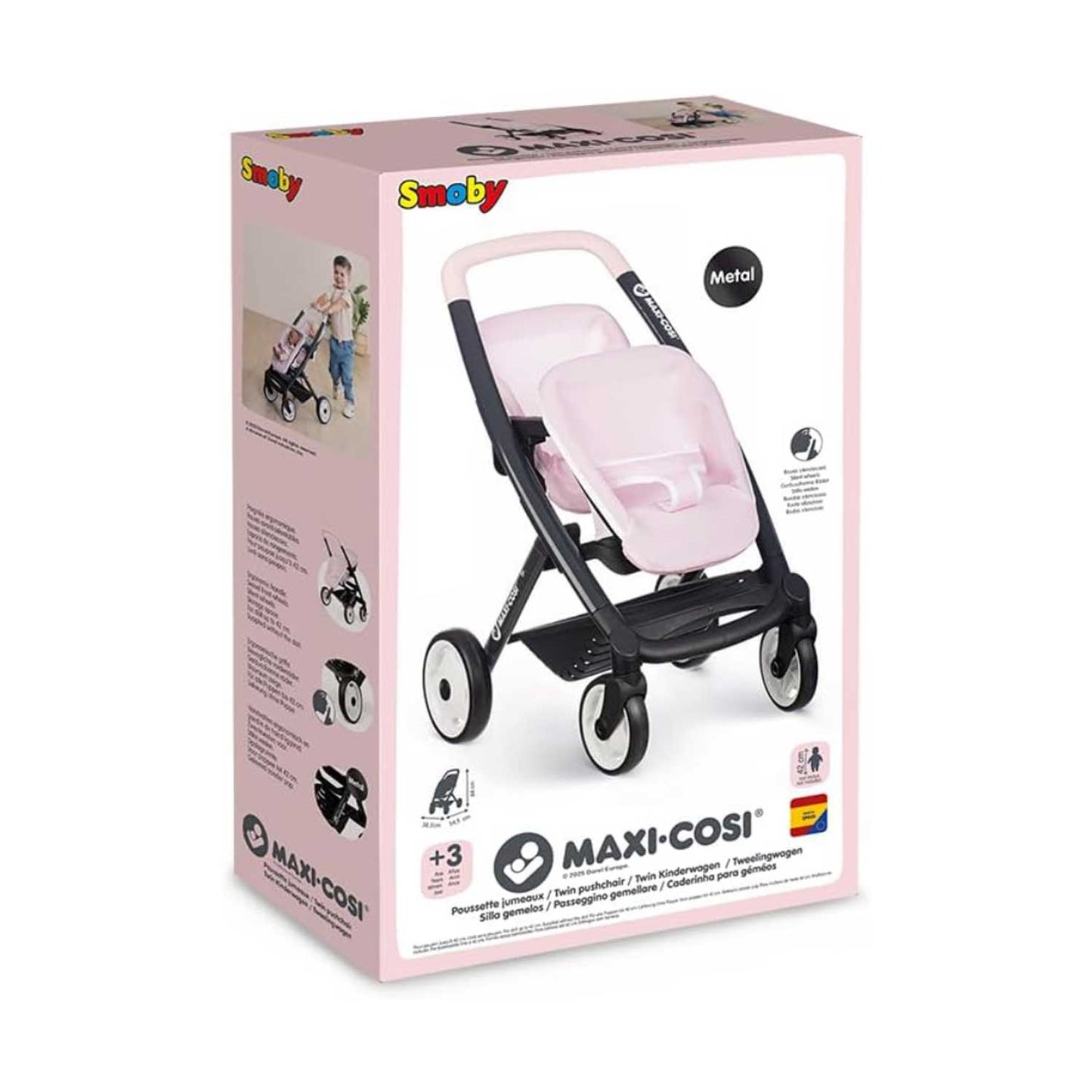 Smoby - Maxi Cosi Passeggino Twins Rosa