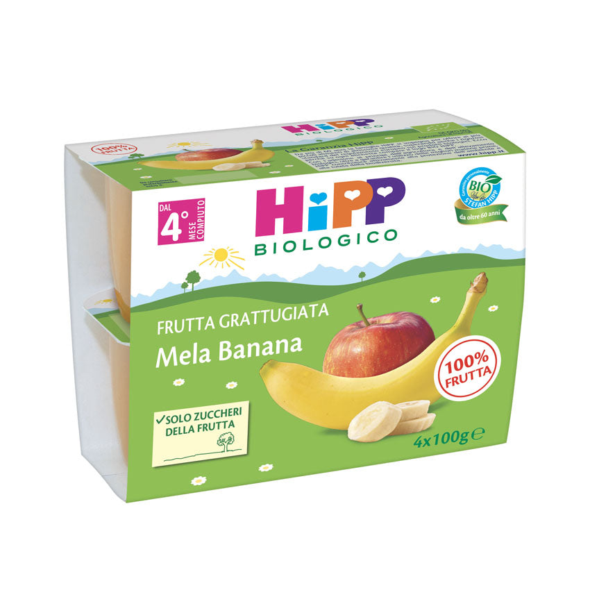 Hipp - Frutta Grattugiata Mela Banana: Confezione 4x100 gr