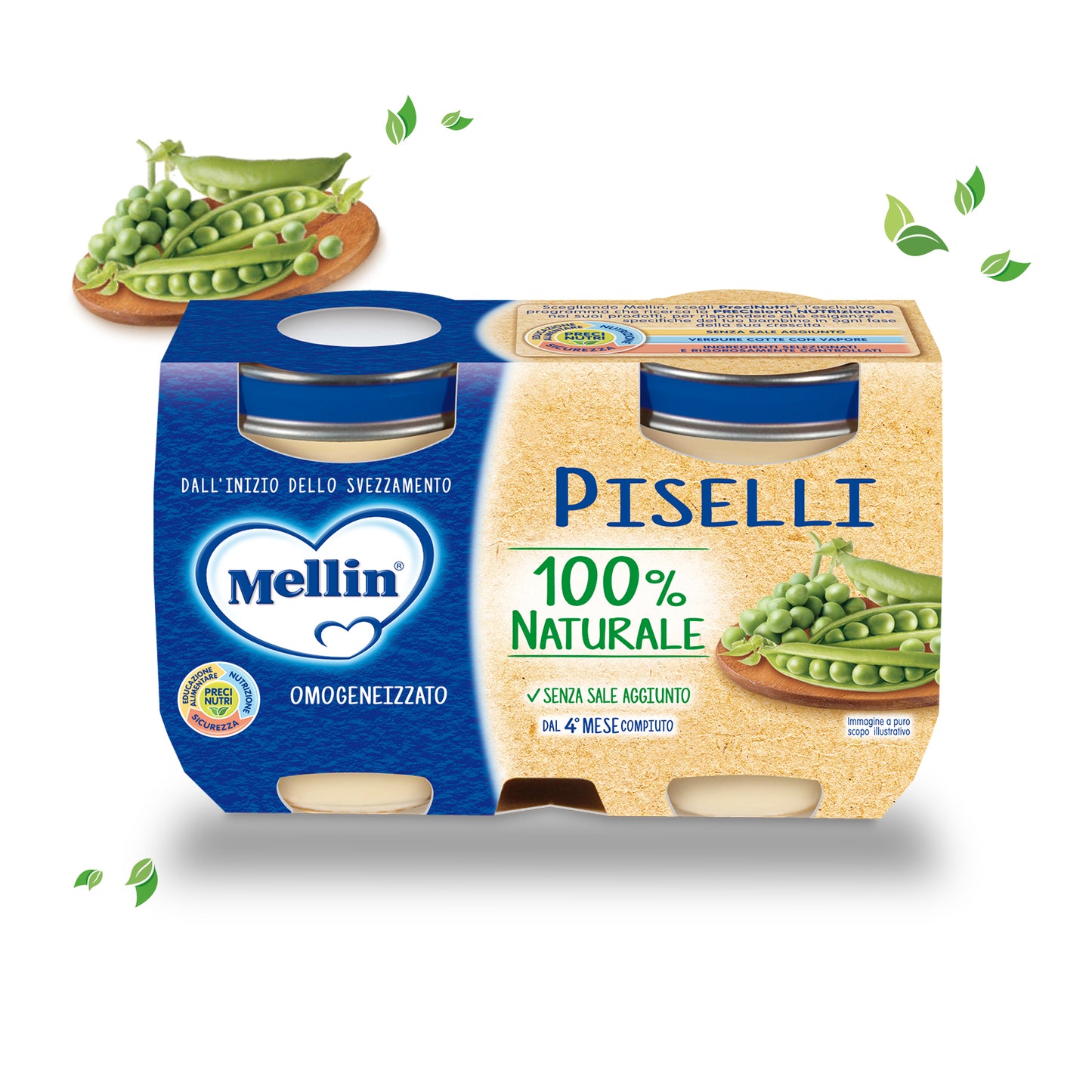 Mellin - Omogeneizzati Legumi Piselli: Confezione 2x125 gr