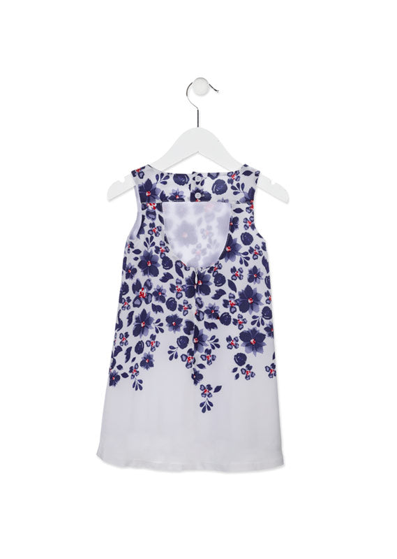 Losan - Vestito Bambina Junior Smanicato Fiori Blu