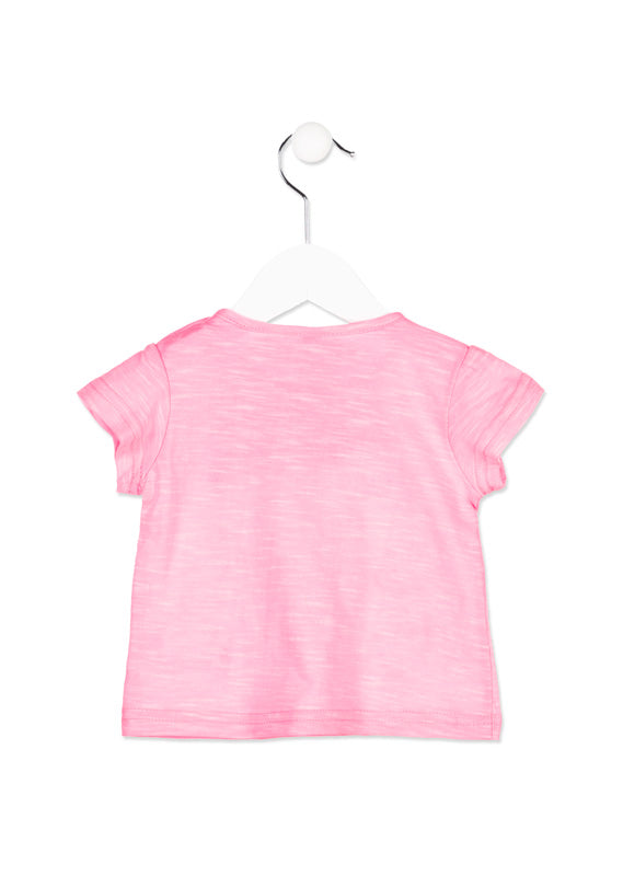 Losan - Baby Girl Printed Fluo Pink T-Shirt