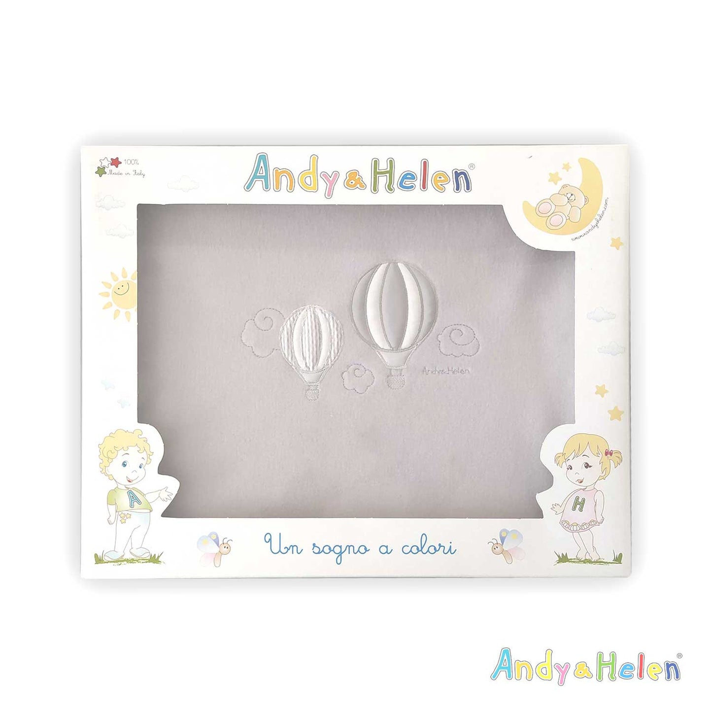 Andy & Helen - Coperta in pile ricamata per culla 80x70 cm