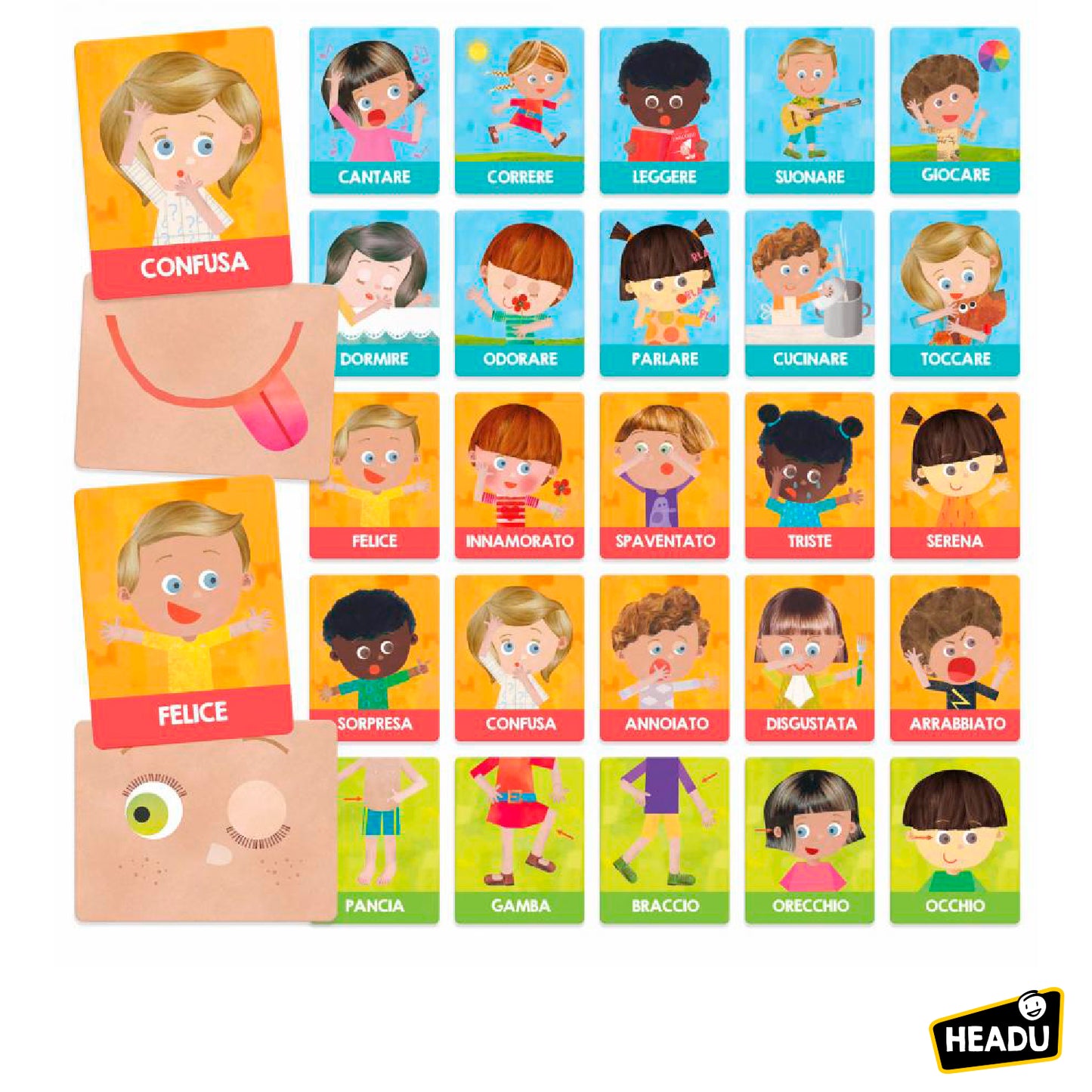 Headu - Montessori Flashcards Emotions and Actions IT23103