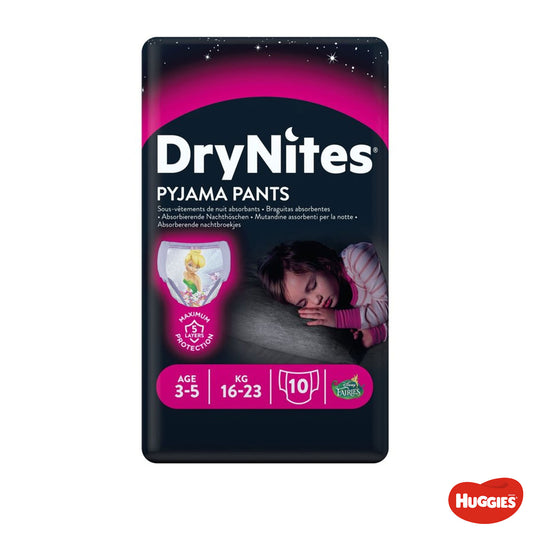 Huggies - Mutandine assorbenti per la notte DryNites Girl 3-5 anni 10pz
