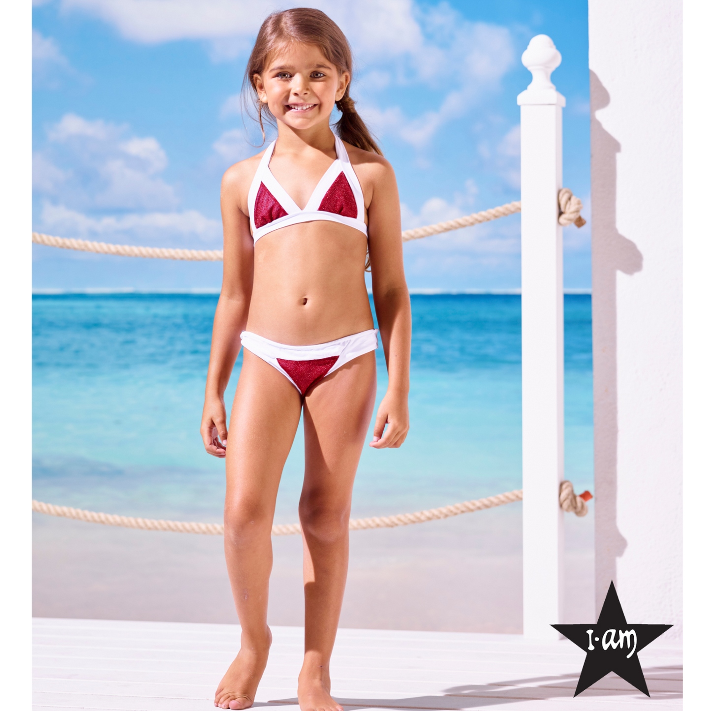 I Am Bikini - Girl Junior Fuchsia Glitter Triangle Bikini