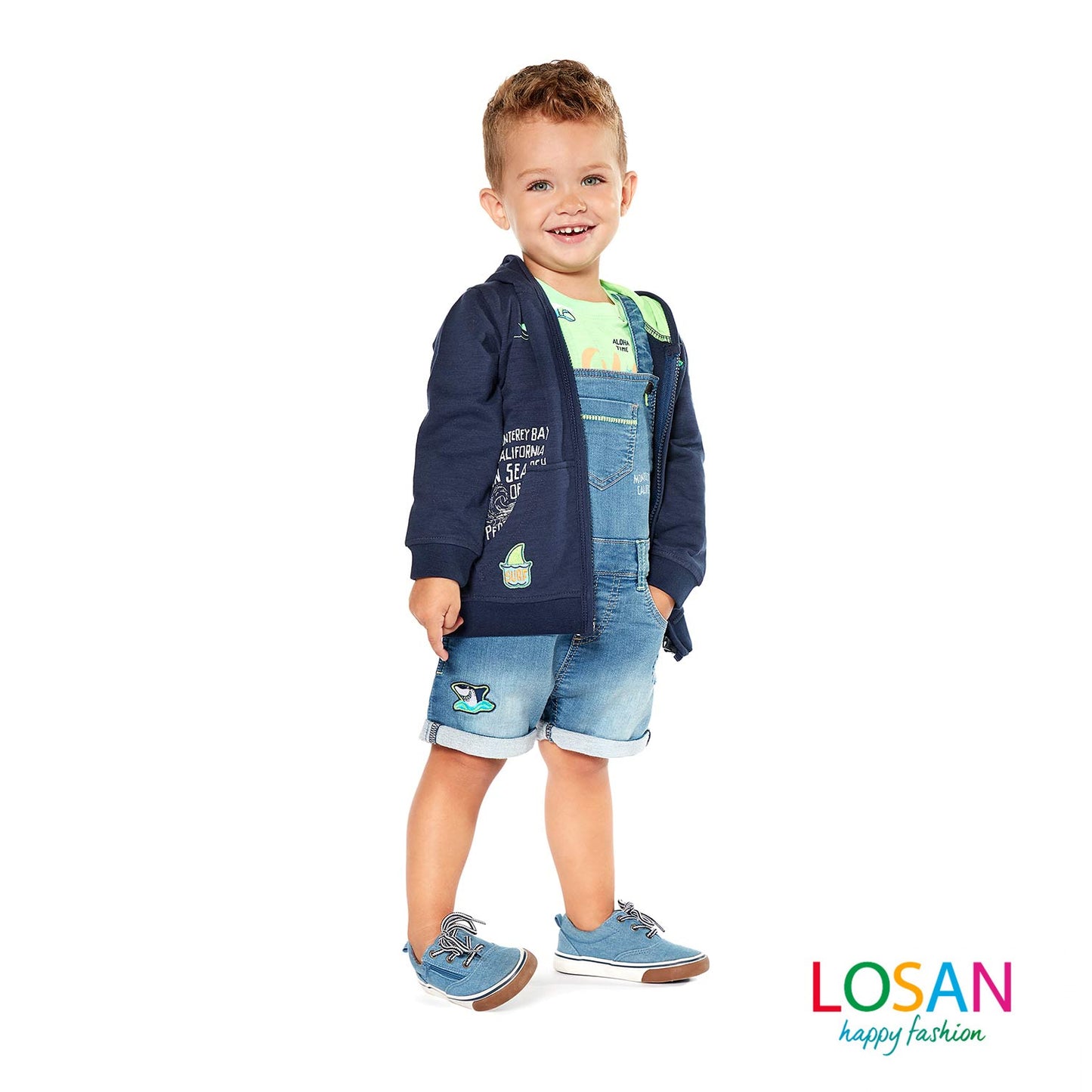 Losan - Salopette in Felpa effetto Jeans Baby Bambino