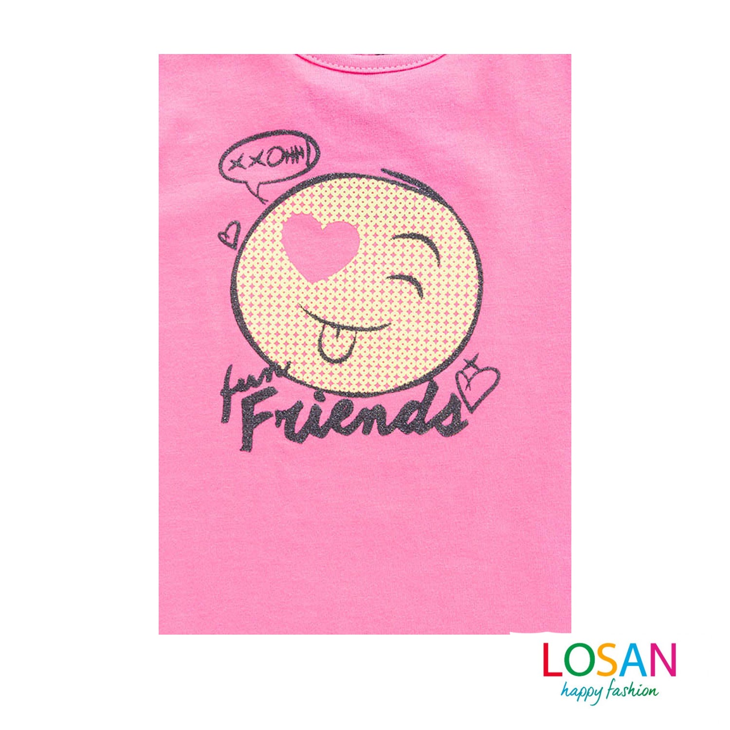 Losan - Completo Shorts + Maglietta Fucsia Baby Bambina