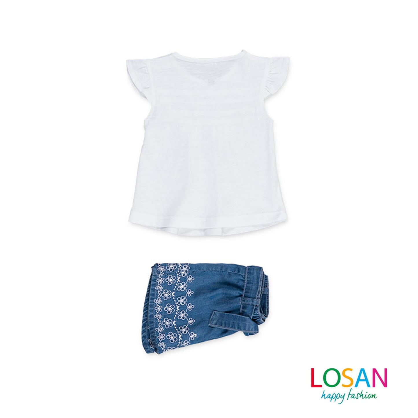 Losan - Completo Maglietta e Shorts in Denim Baby Bambina