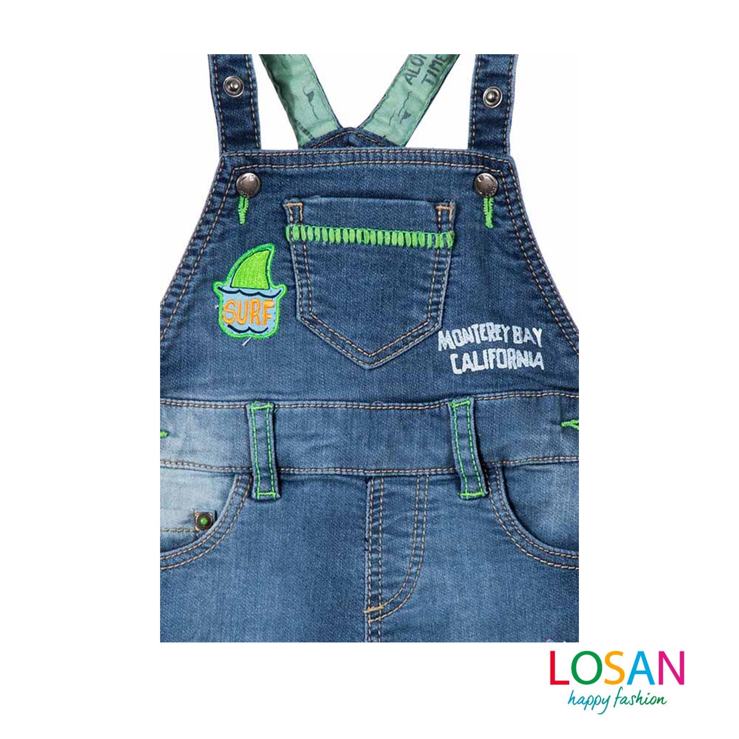 Losan - Salopette in Felpa effetto Jeans Baby Bambino