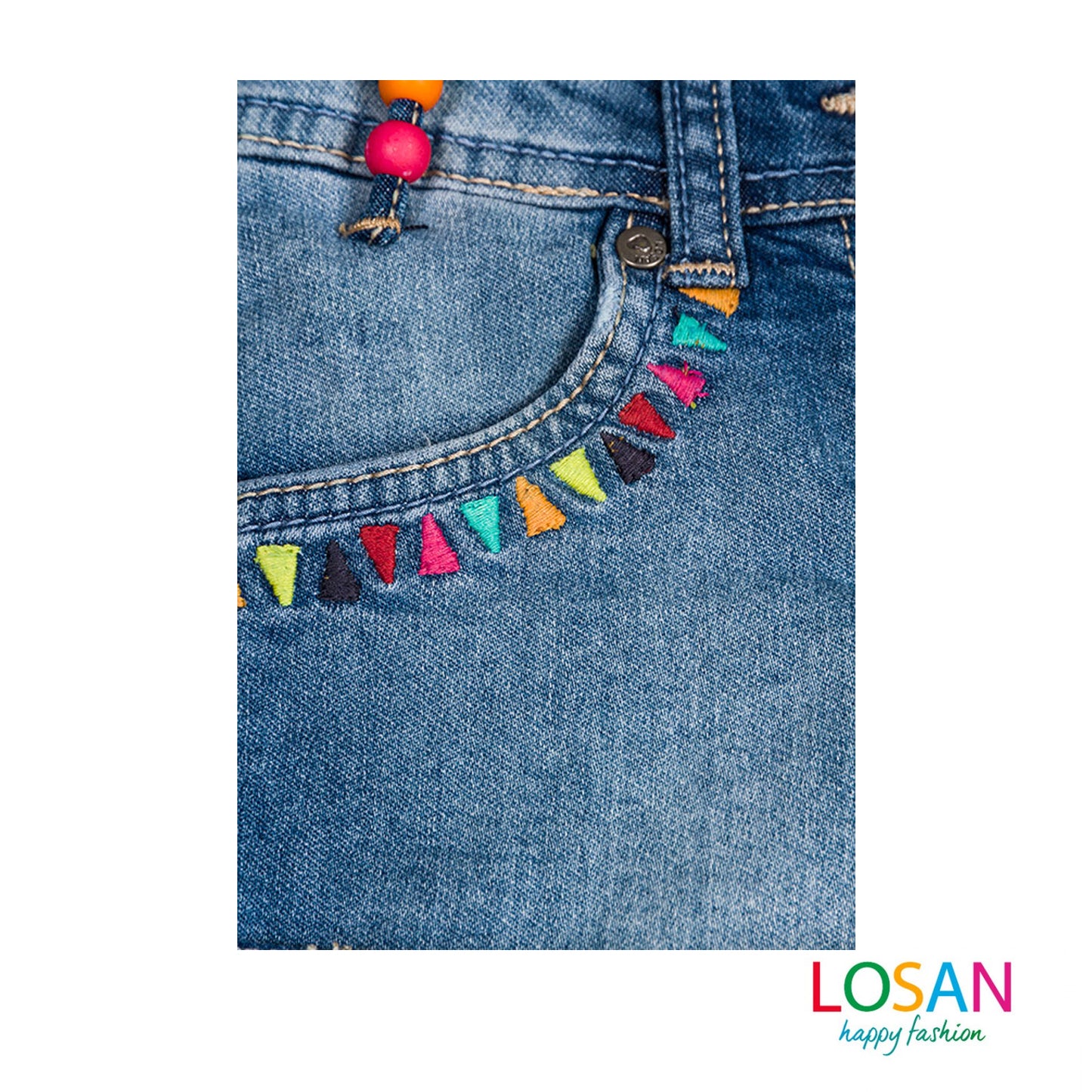 Losan - Shorts di Jeans Stile Etnico Bambina Junior