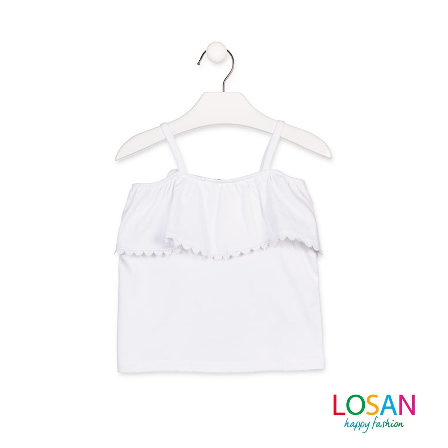 Losan - Top Bianco con Volant Bambina Junior