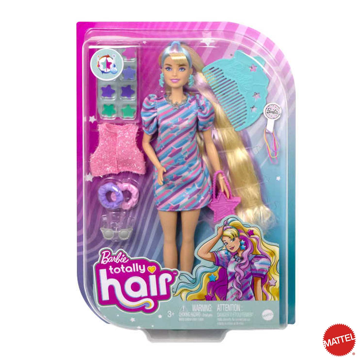 Mattel - Barbie Super Chioma bambola con abito a stelle HCM88 – Iperbimbo