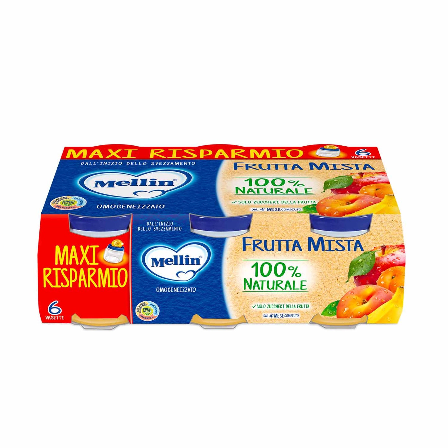 Mellin - Omogeneizzato Frutta Mista 6 x 100 gr