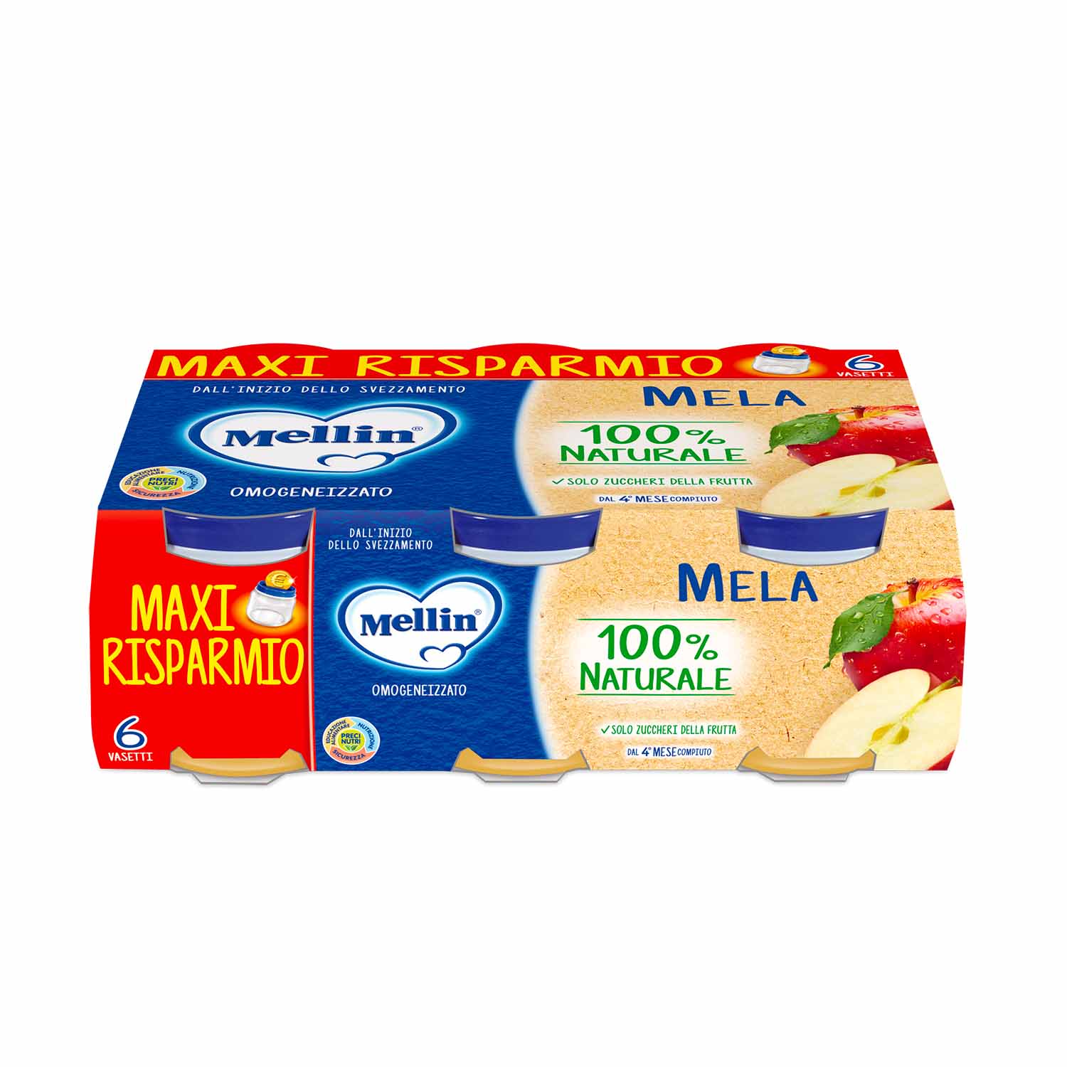 Mellin - Omogeneizzato Mela 6 x 100 gr
