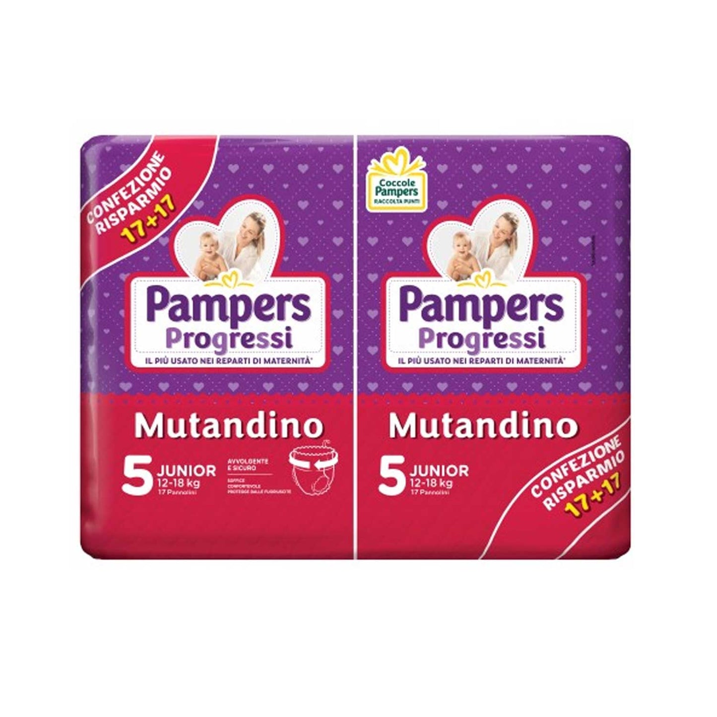 Pampers - Progressi Mutandino Pacco Doppio Taglia 5 Junior 34pz