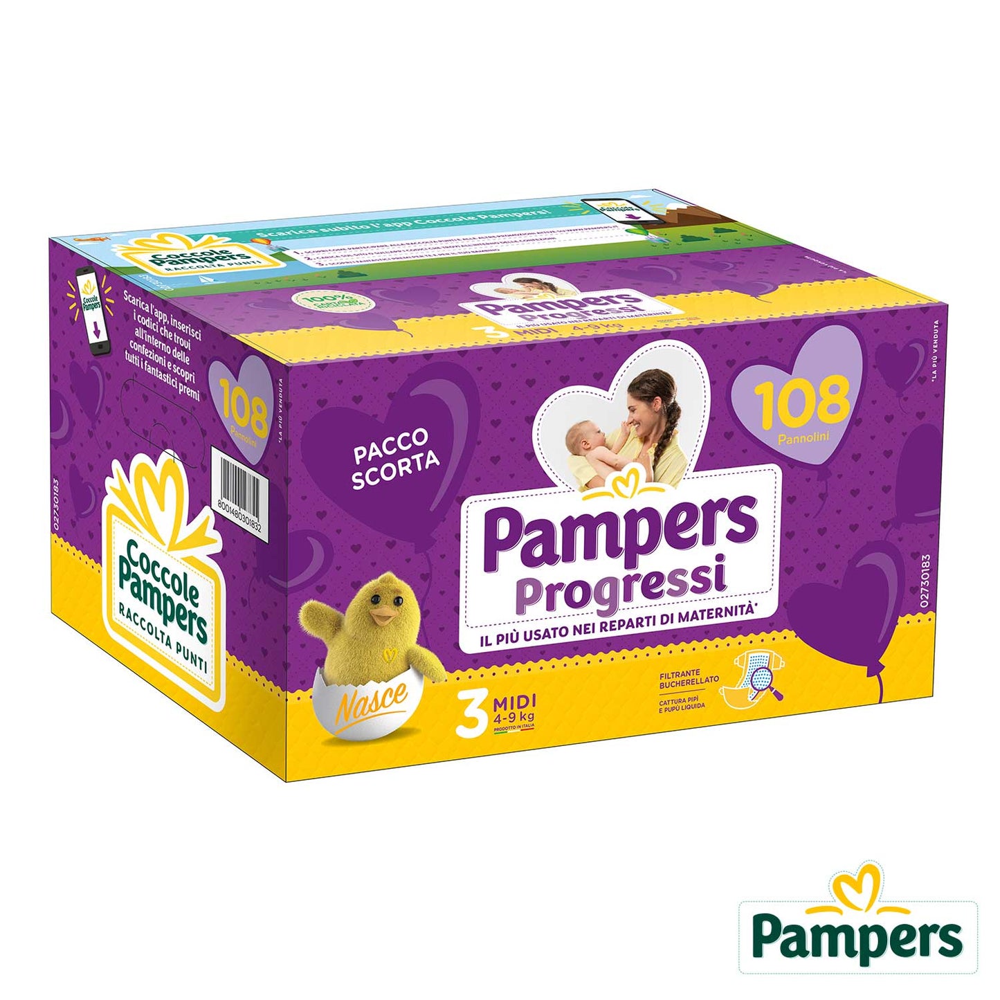 Pampers - Progressi Quadripack Taglia 3 Midi 108pz