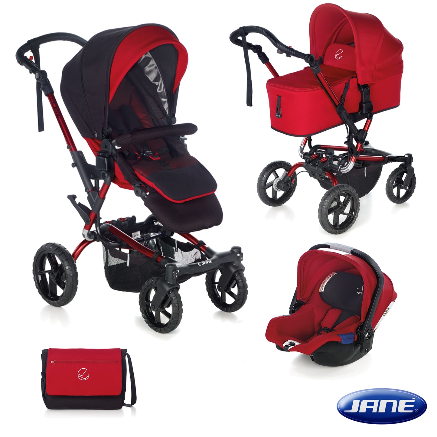 Janè - Passeggino Trio Crosswalk R con Seggiolino Auto Koos iSize e Navicella Micro con Borsa + Omaggio Valigetta Kit Mamma 2023