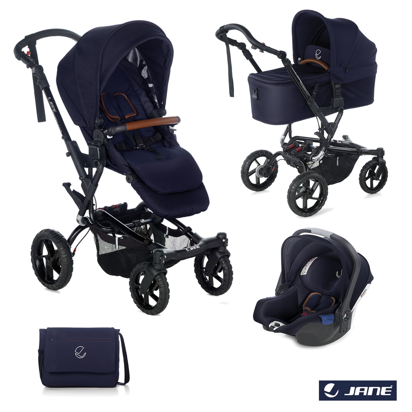 Janè - Passeggino Trio Crosswalk R con Seggiolino Auto Koos iSize e Navicella Micro con Borsa + Omaggio Valigetta Kit Mamma 2023