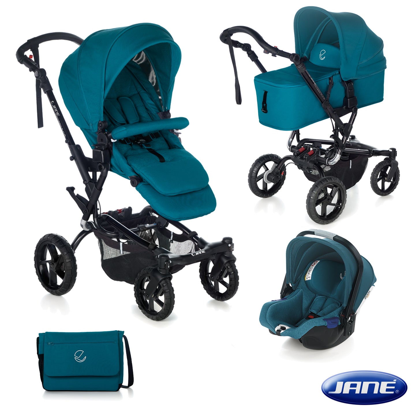 Janè - Passeggino Trio Crosswalk R con Seggiolino Auto Koos iSize e Navicella Micro con Borsa + Omaggio Valigetta Kit Mamma 2023