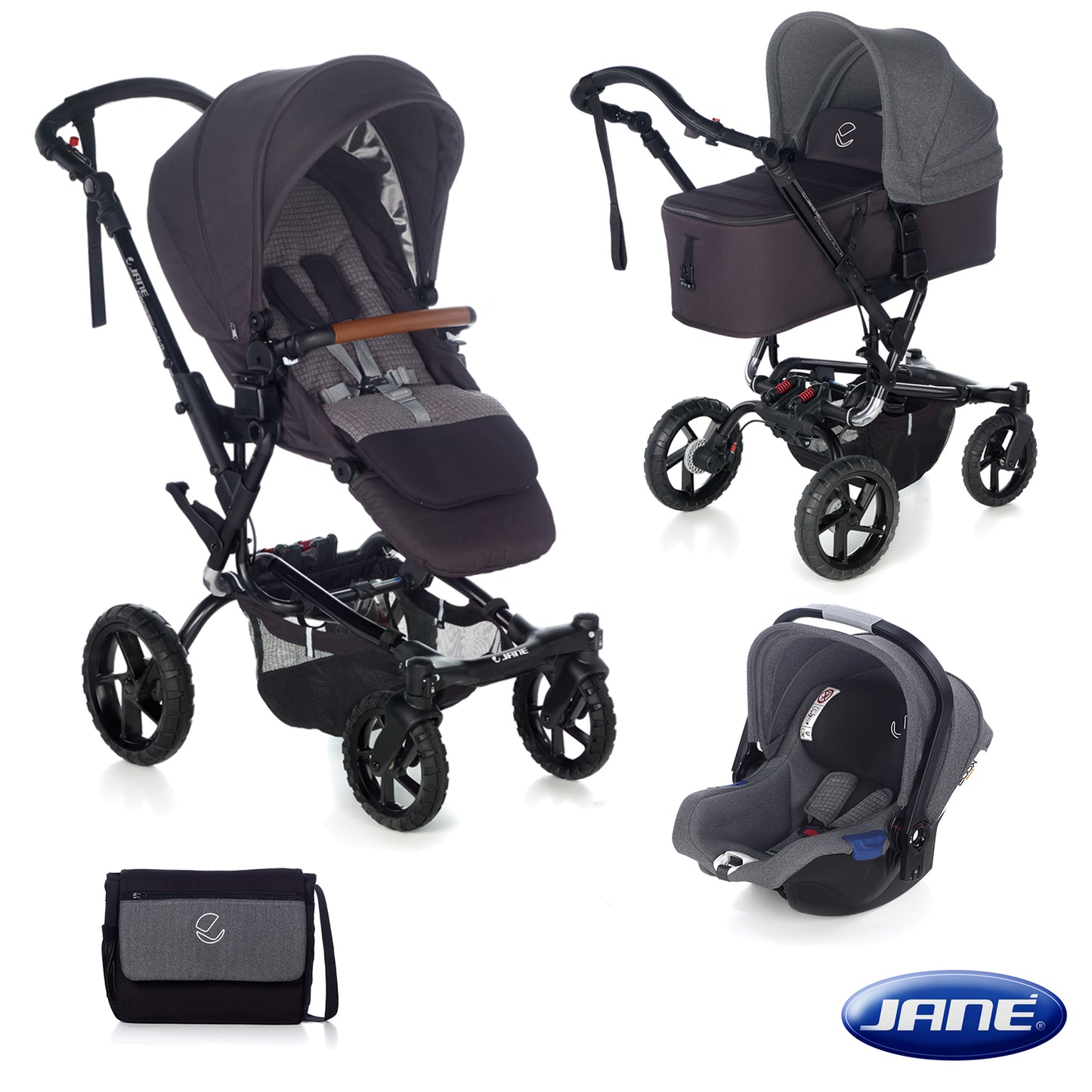 Janè - Passeggino Trio Crosswalk R con Seggiolino Auto Koos iSize e Navicella Micro con Borsa + Omaggio Valigetta Kit Mamma 2023