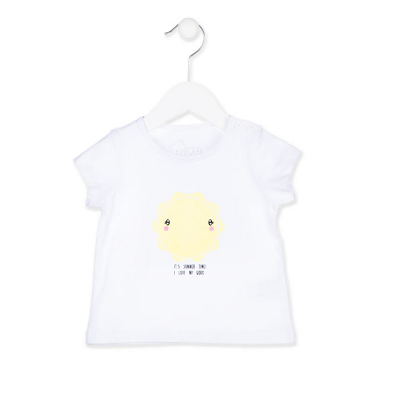 Losan - T-shirt Manica Corta Baby Bimba Bianca Gialla ULTIMA TAGLIA 3-6M