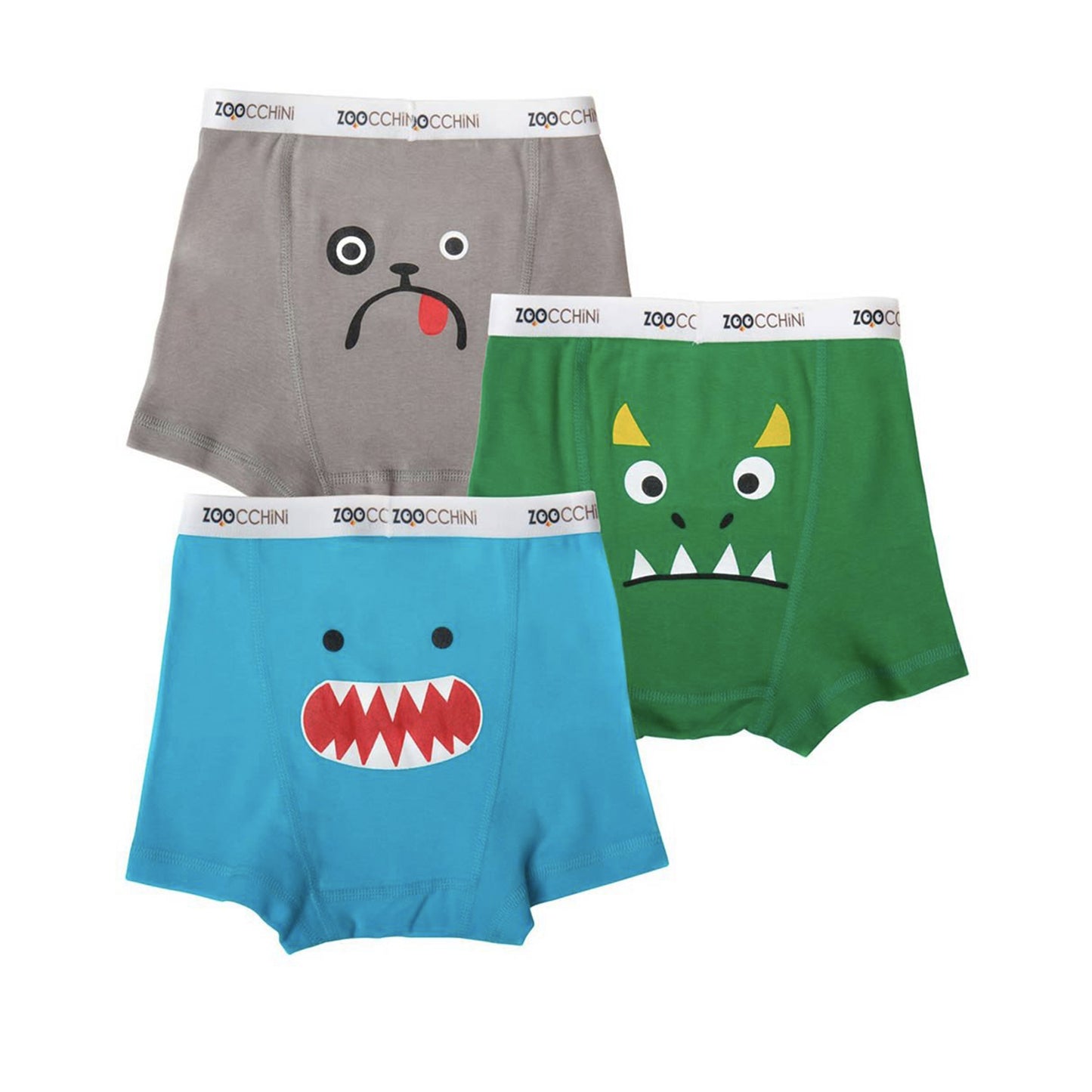 Zoocchini - Boxer Bimbo Amici Mostri - Pacco da 3, 100% Cotone Bio