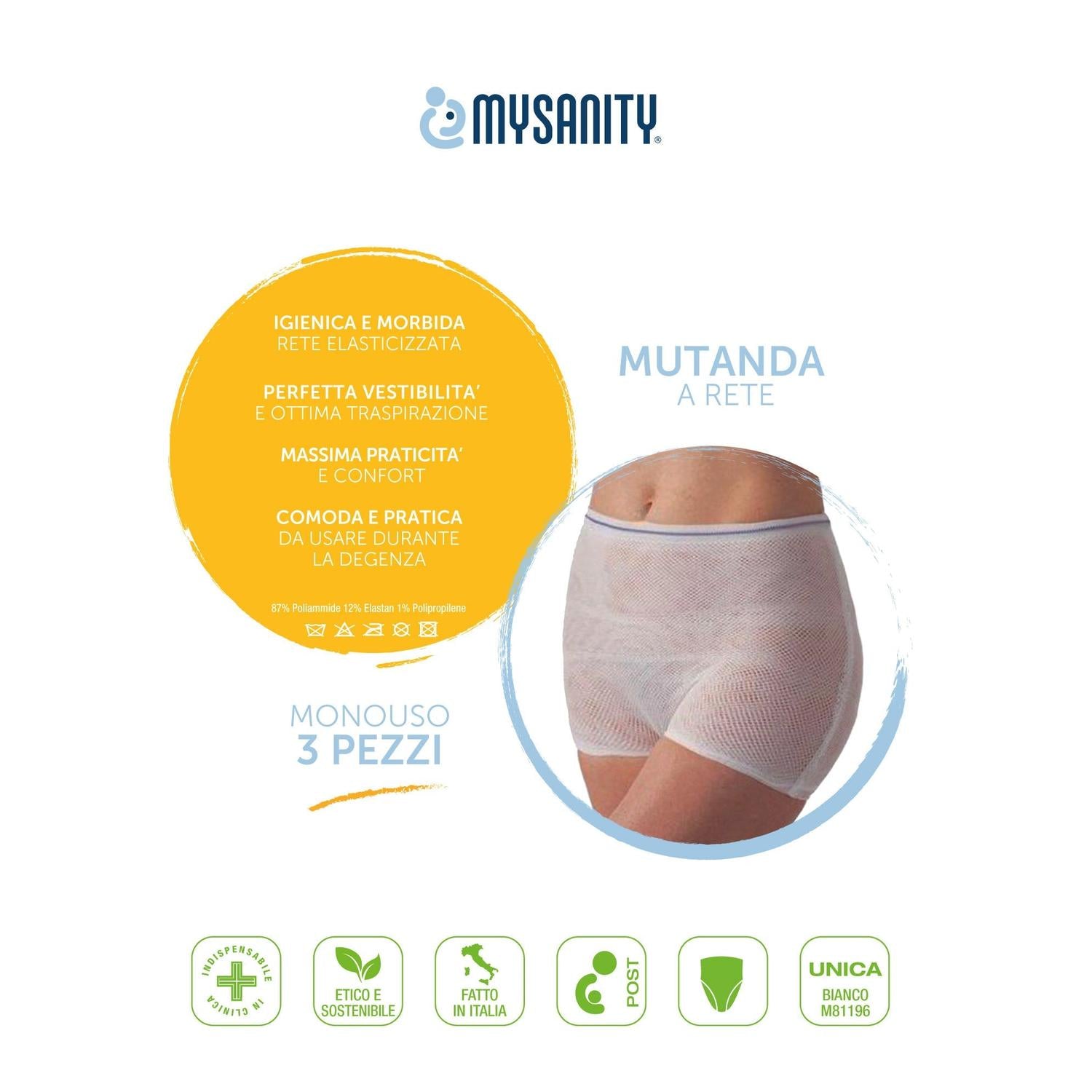 Mysanity - Mutanda Post Parto a Rete 3PCS