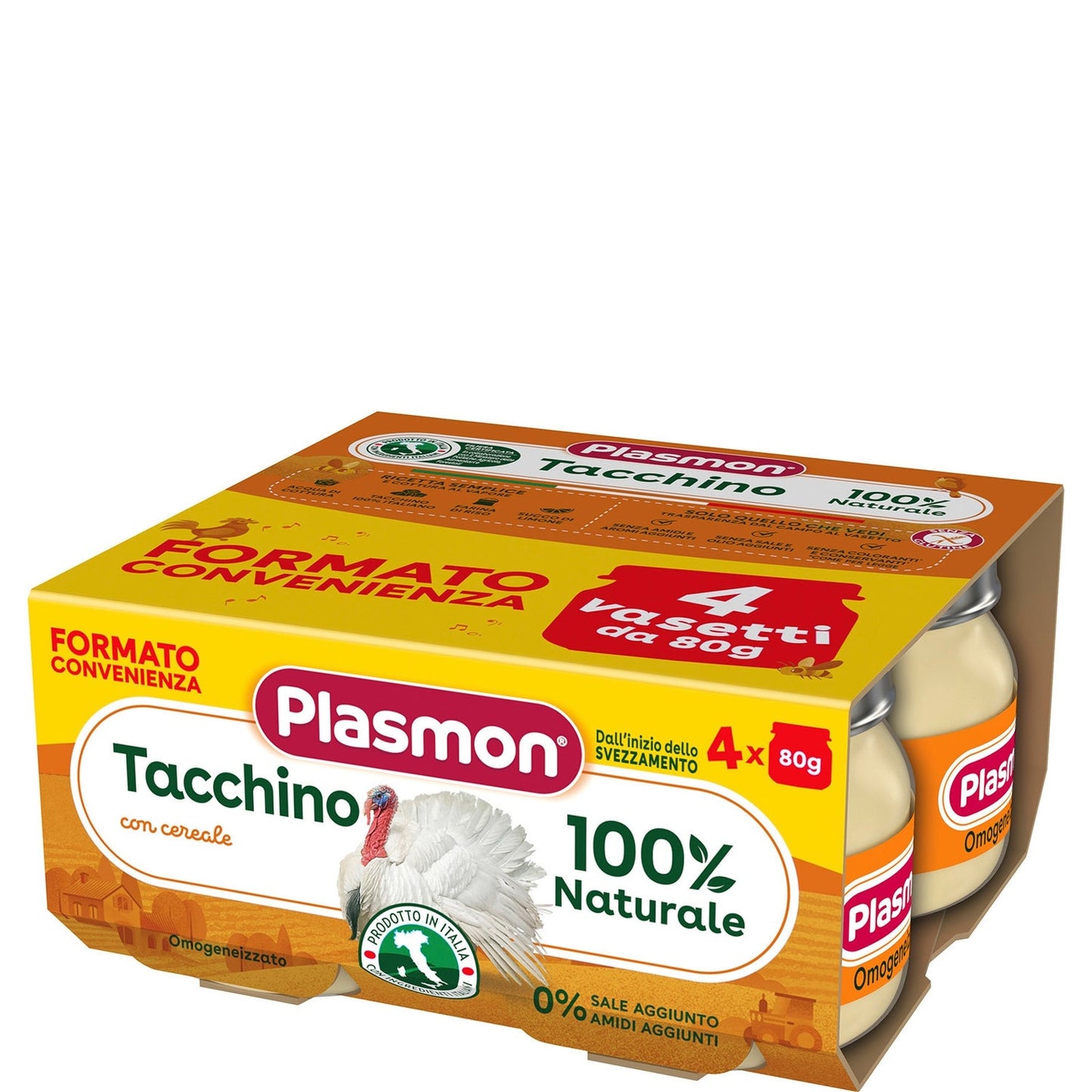 Plasmon - Omogeneizzato Carne Tacchino: Confezione 4x80 gr