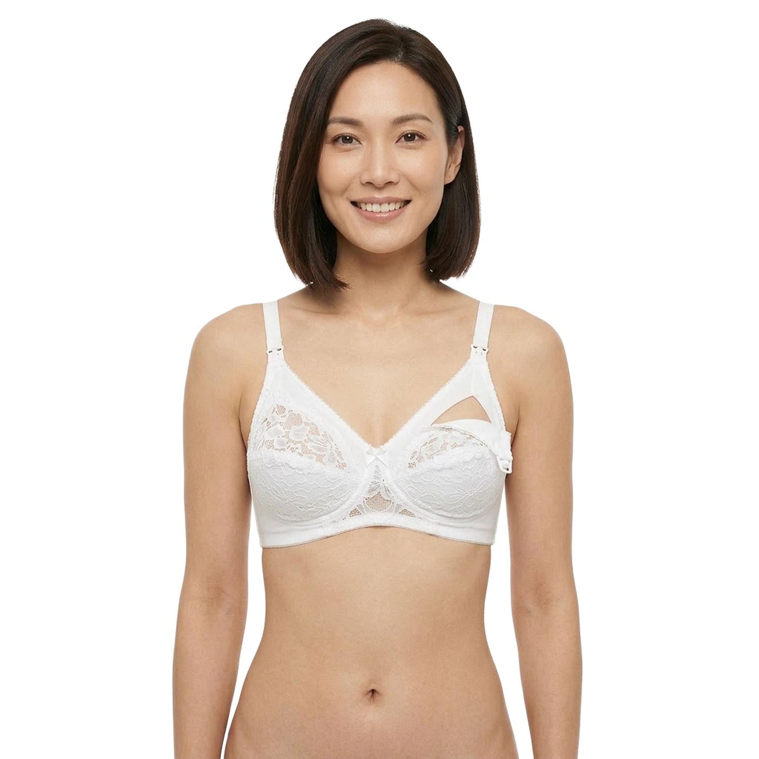 Mysanity - Reggiseno Allattamento Con Pizzo Rebrodè Coppa B Bianco