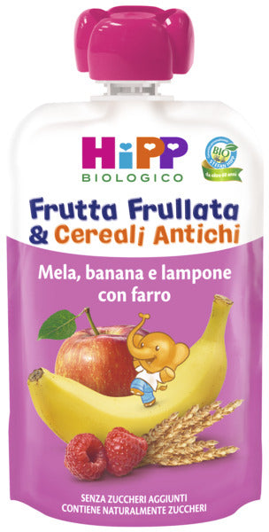 Hipp - Frutta Frullata Mela, Banana E Lampone Con Farro: Confezione 90 gr