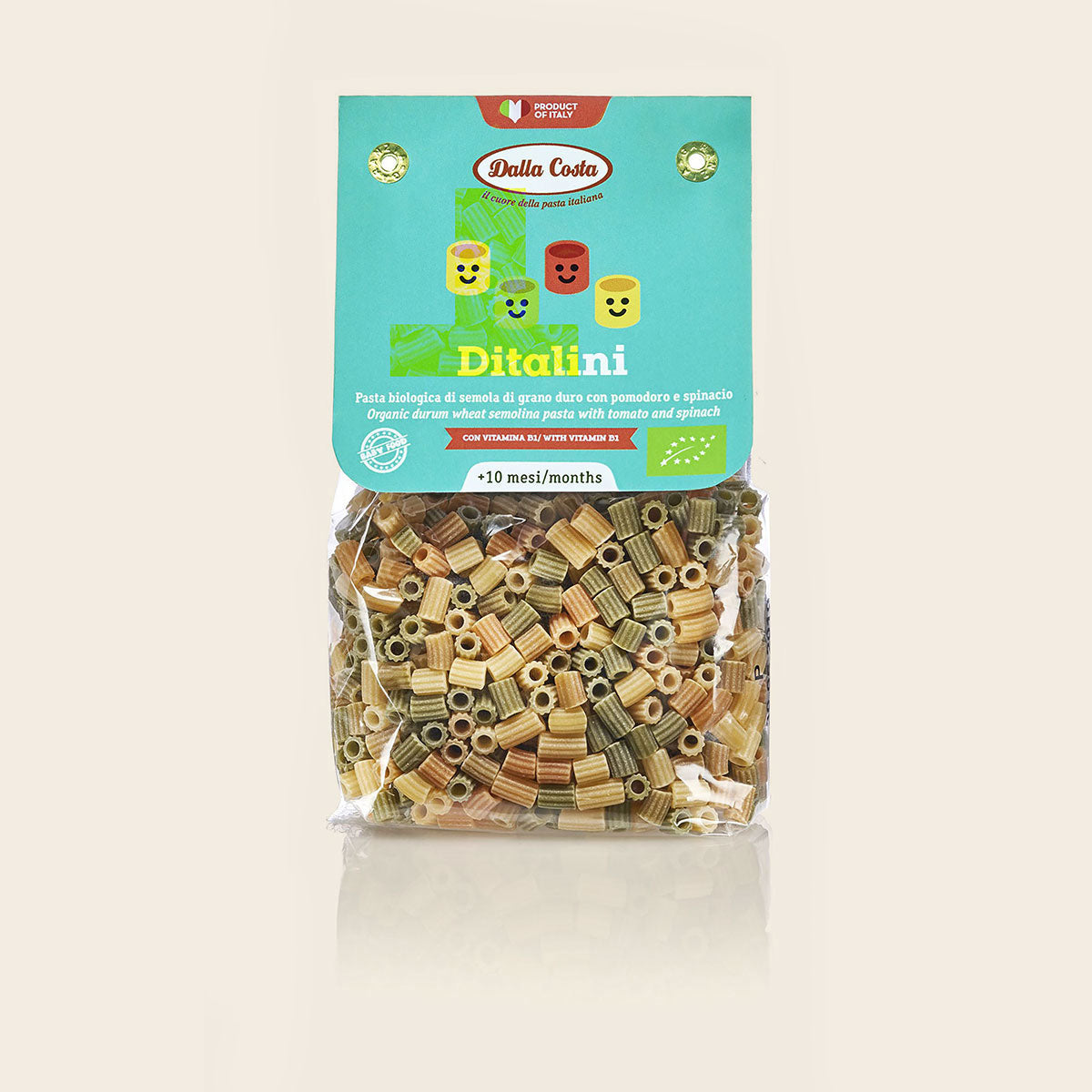 Dalla Costa - Ditalini Pasta Tricolore Al Pomodoro e Spinaci: Confezione 200 gr