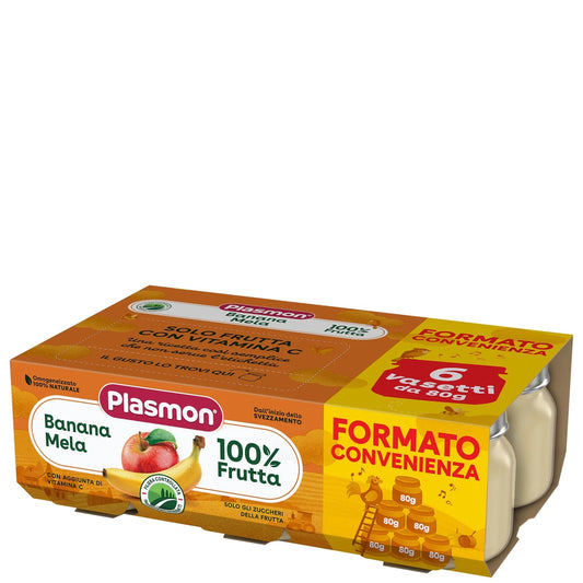 Plasmon - Omogeneizzato Frutta Banana Mela: Confezione 6x80 gr