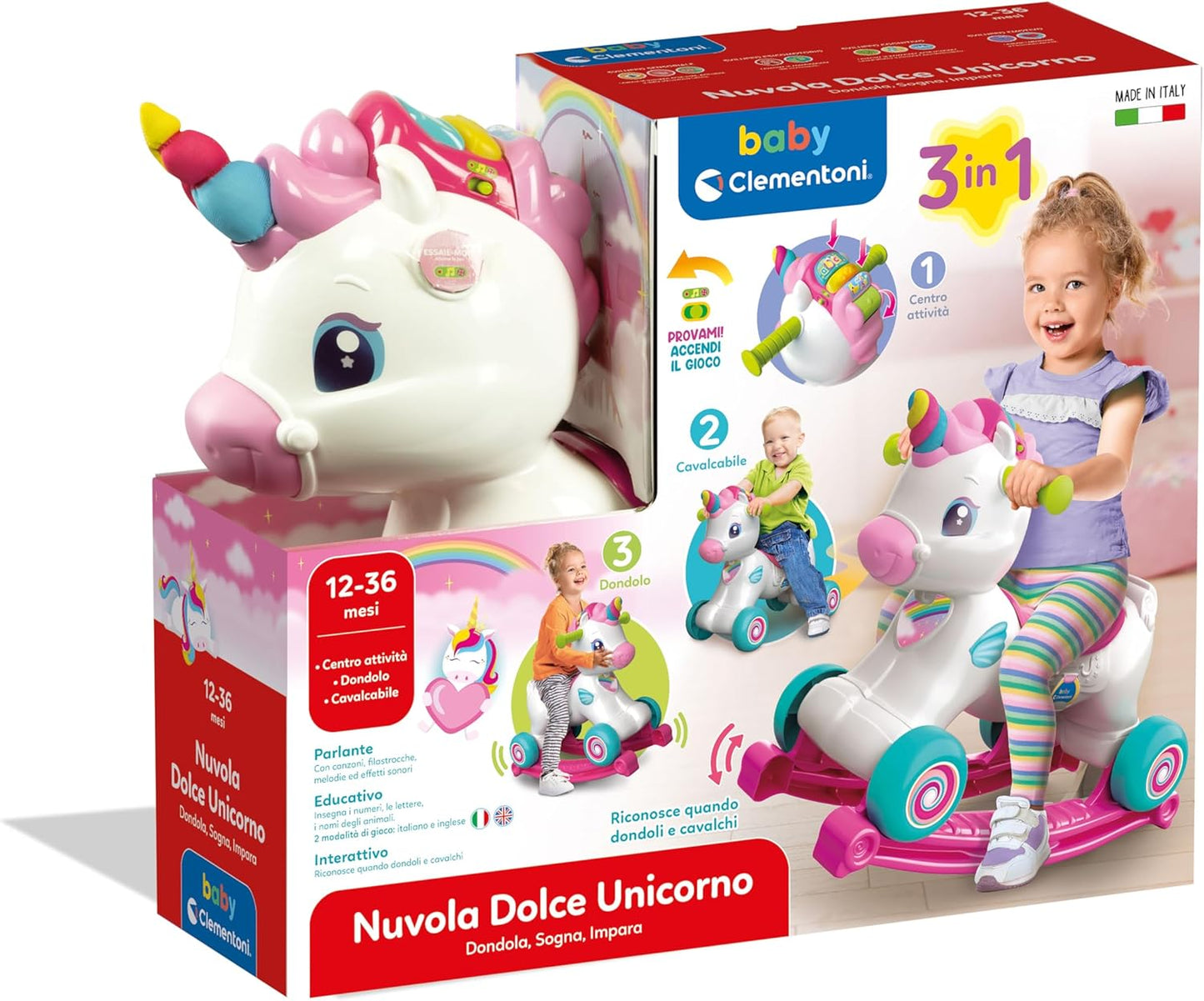 Clementoni - Sweet Unicorn Cloud Ride-on 17242