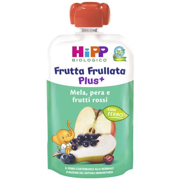 Hipp - Frutta Frullata Plus Mela, Pera, Frutti Rossi Con Ferro 90 gr