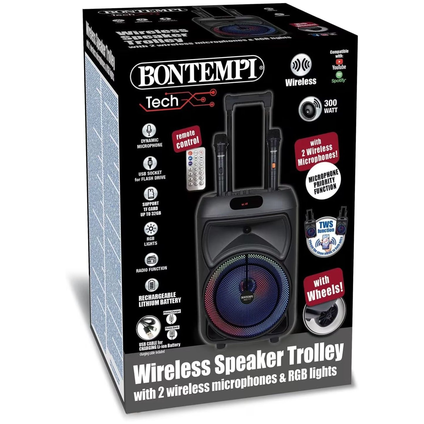 Bontempi - Trolley Pro Amplificatore Wireless Con 2 Microfoni