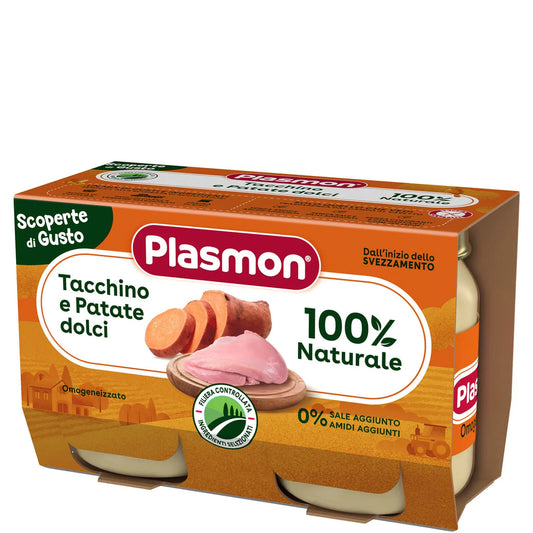 Plasmon - Omogeneizzato Carne Tacchino e Patate Dolci: Confezione 2x120 gr