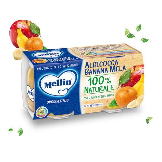 Mellin - Omogeneizzato Albicocca Banana Mela Confezione 2x100 gr
