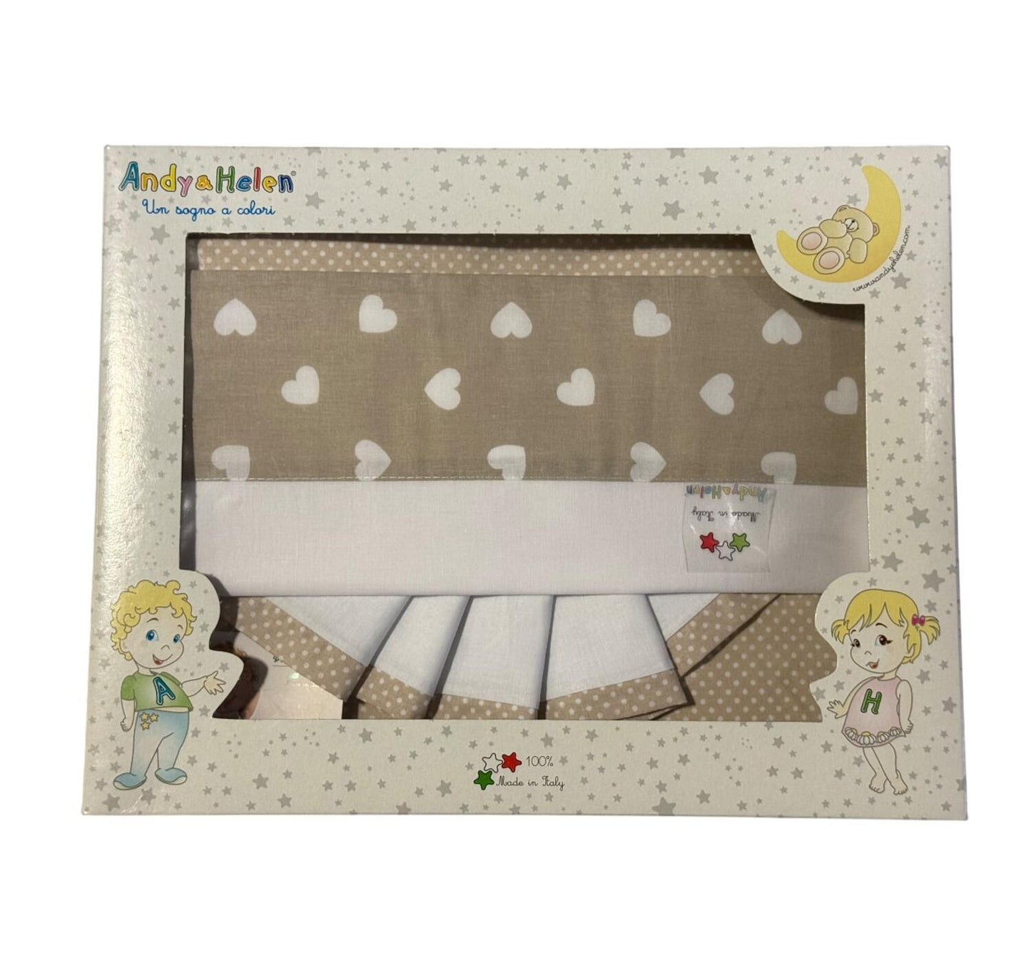 Venturi - Lenzuolo Letto Stampa Cuori Beige