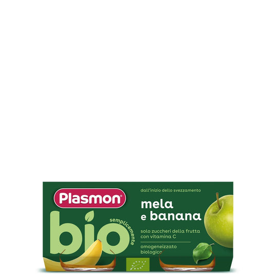 Plasmon - BIO Omogeneizzato Banana Mela: Confezione 2x80 gr